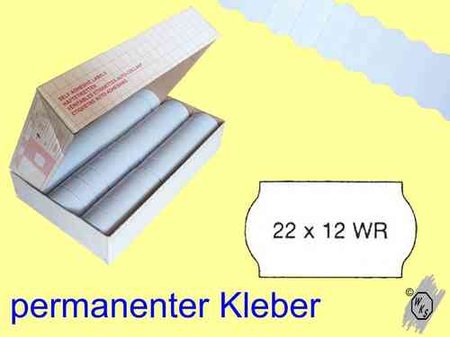 Etiketten 22x12 Wellenrand, permanenter Kleber