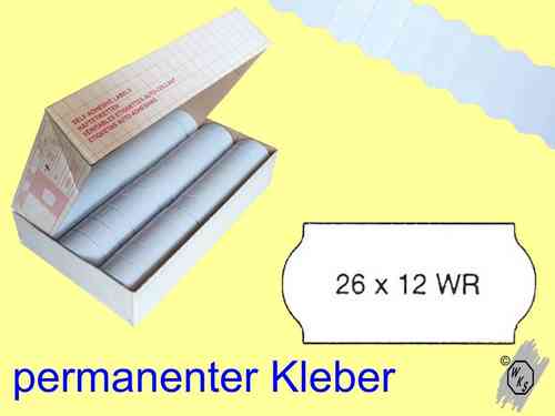 Etiketten 26x12 Wellenrand, permanenter Kleber